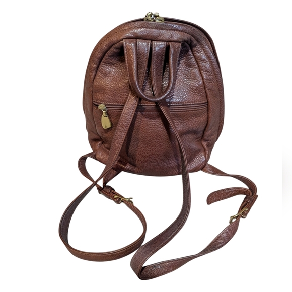 Libaire Mini Brown Leather Backpack MADE IN USA Quiet Luxury Old Money Classic - Picture 2 of 6